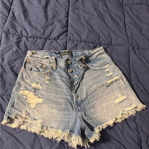Abercrombie & Fitch Light Blue Distressed Jean Shorts